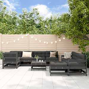 10dílná zahradní sedací souprava šedá masivní borovice