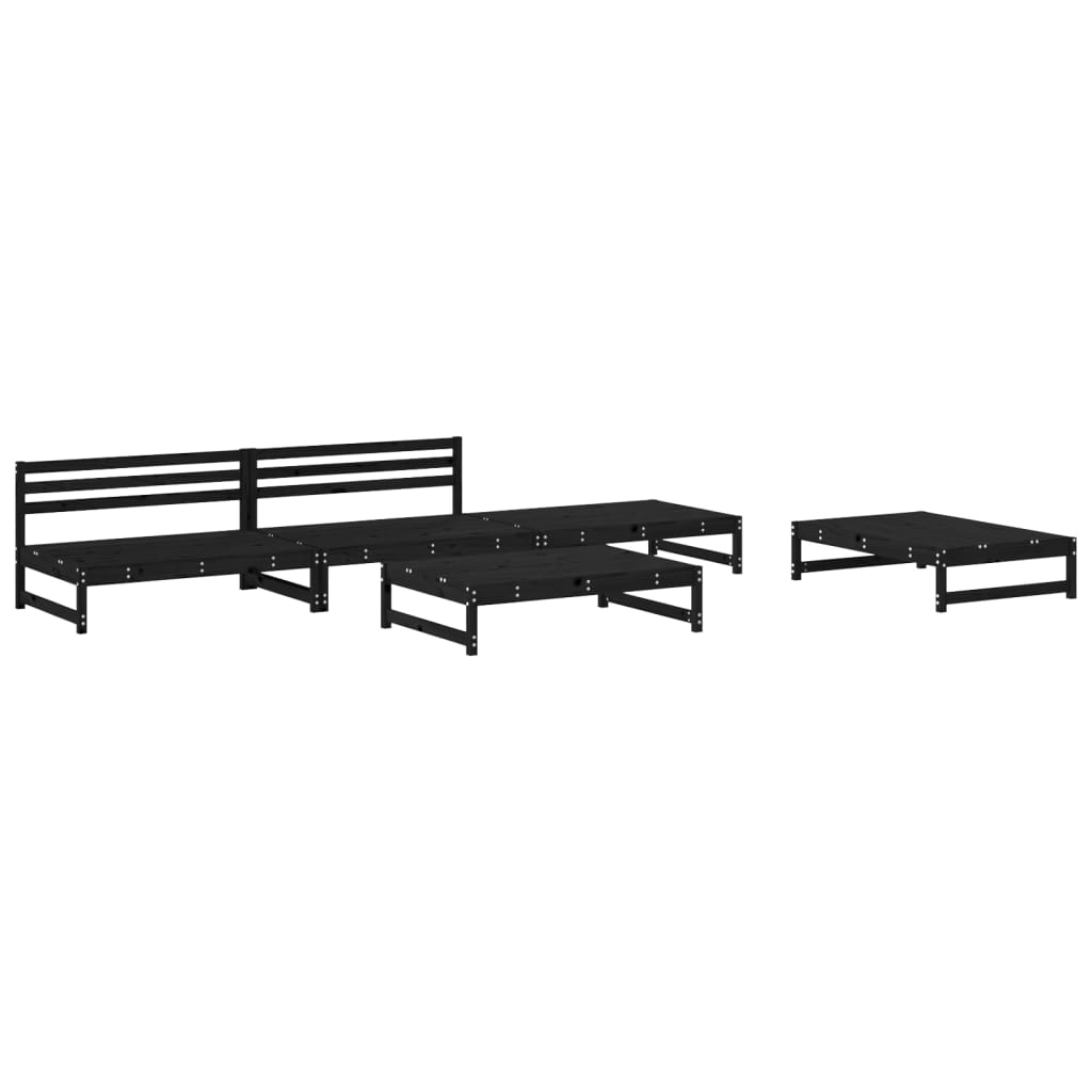 Thumbnail - vidaXL 5-tlg. Garten-Lounge-Set Schwarz Massivholz Kiefer