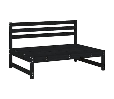 vidaXL Set mobilier relexare grădină, 6 piese, negru, lemn masiv pin