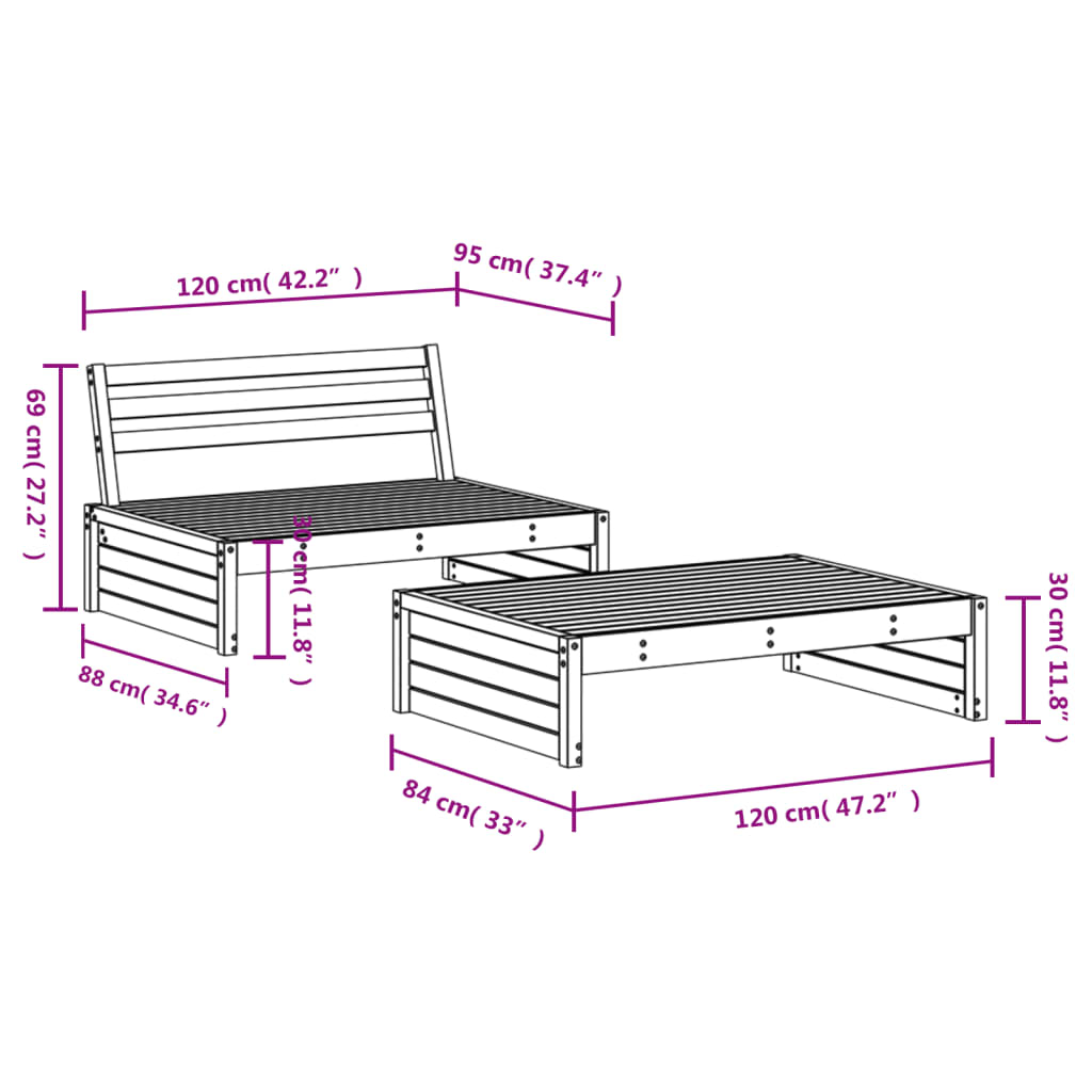 Sofa ogrodowa drewniana modularna - szary