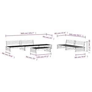 Vrtna sedežna garnitura 6-delna trdna borovina - slika 6