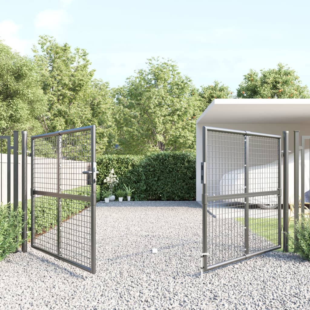 vidaXL Poort draadgaas 300x175 cm staal antracietkleurig afbeelding