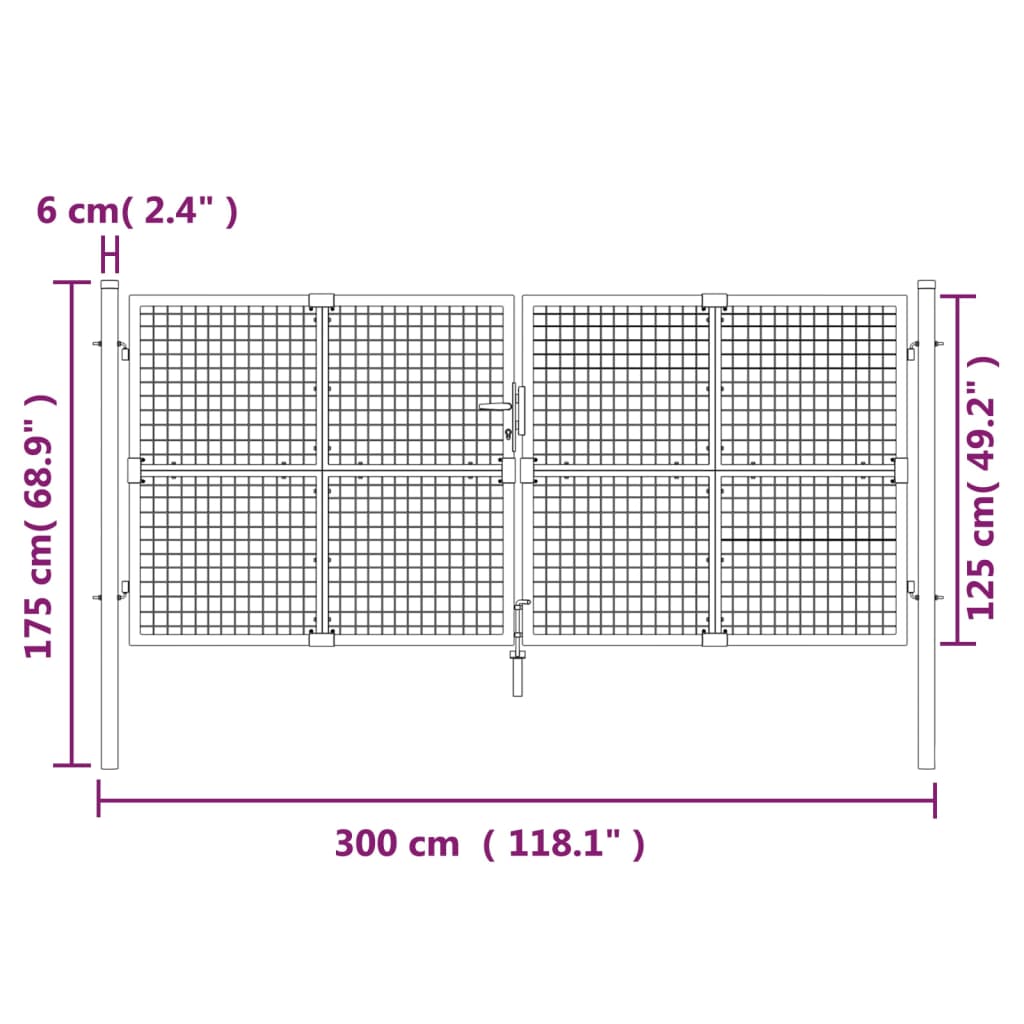 Zahradní branka s pletivem antracit 300x175 cm pozinkovaná ocel