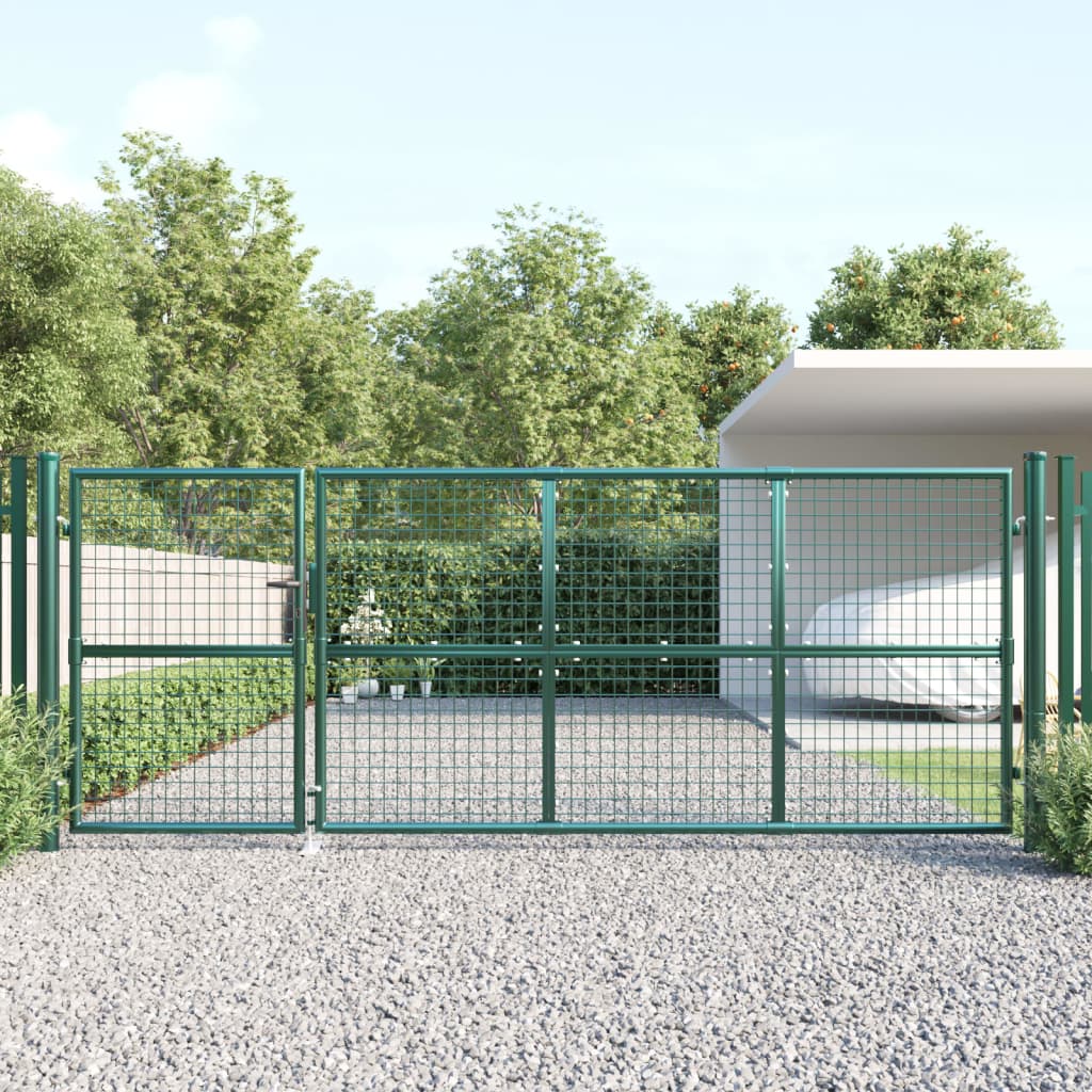 vida XL Mesh-Gartentor Grün 350x 175 cm Verzinkter Stahl