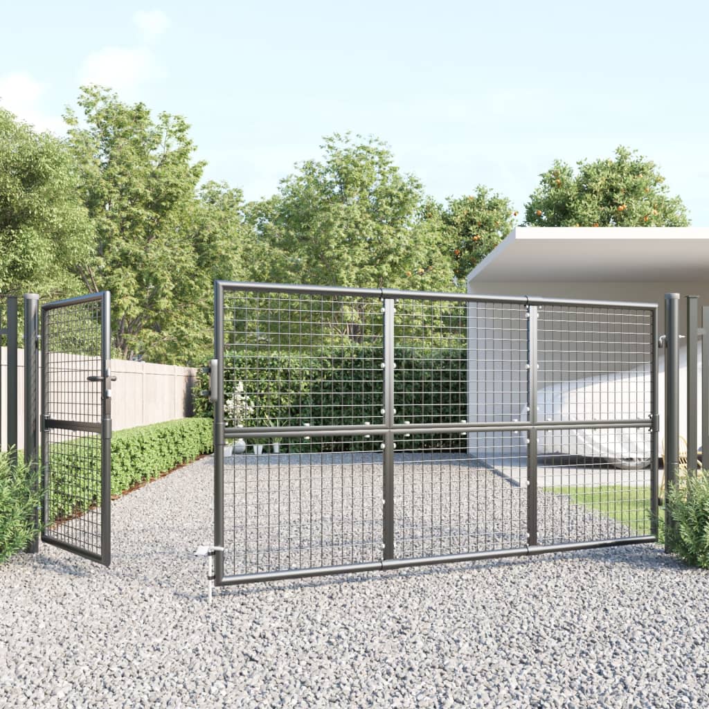 vidaXL Puerta de malla de jardín acero galvanizado antracita 350x175cm