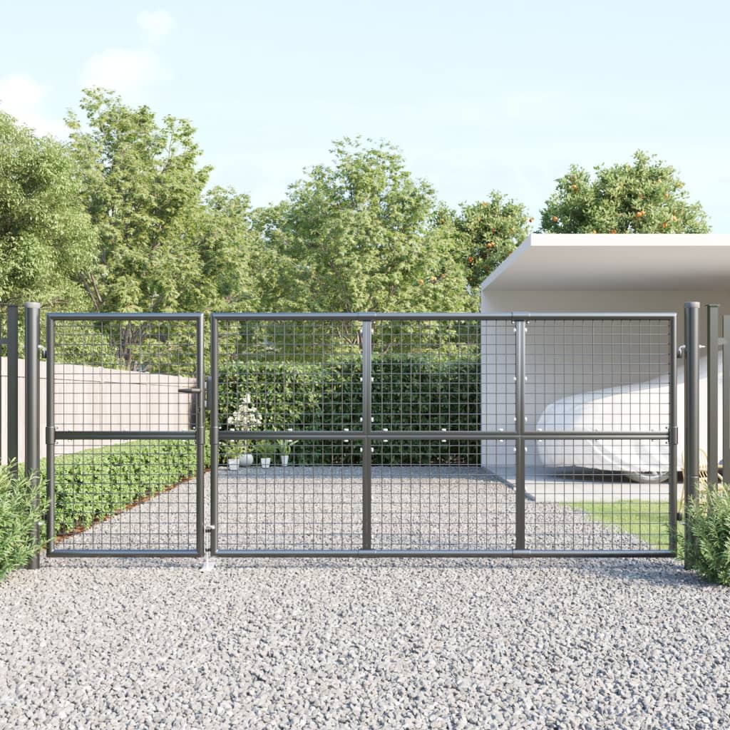 vida XL Mesh-Gartentor Anthrazit 350x 175 cm Verzinkter Stahl
