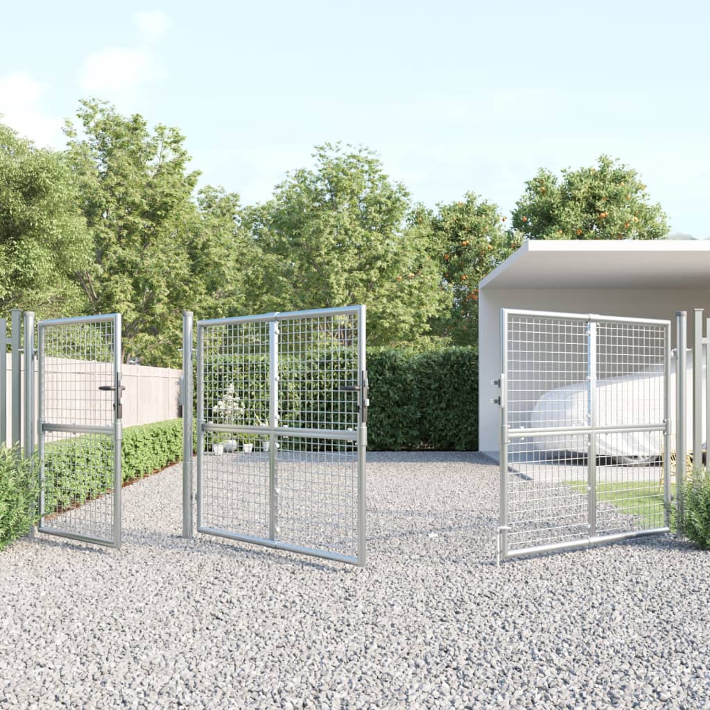 vidaXL Tuinpoort 400x175 cm gaas en gegalvaniseerd staal zilverkleurig afbeelding
