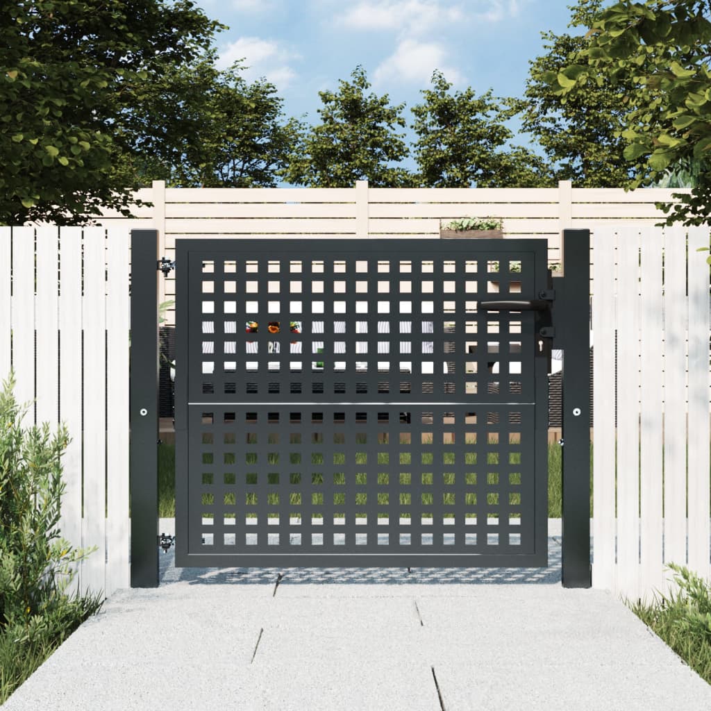  Garden Gate Driveway Fence Gate Fence Panel Patio Gate Anthracite Steel vidaXL