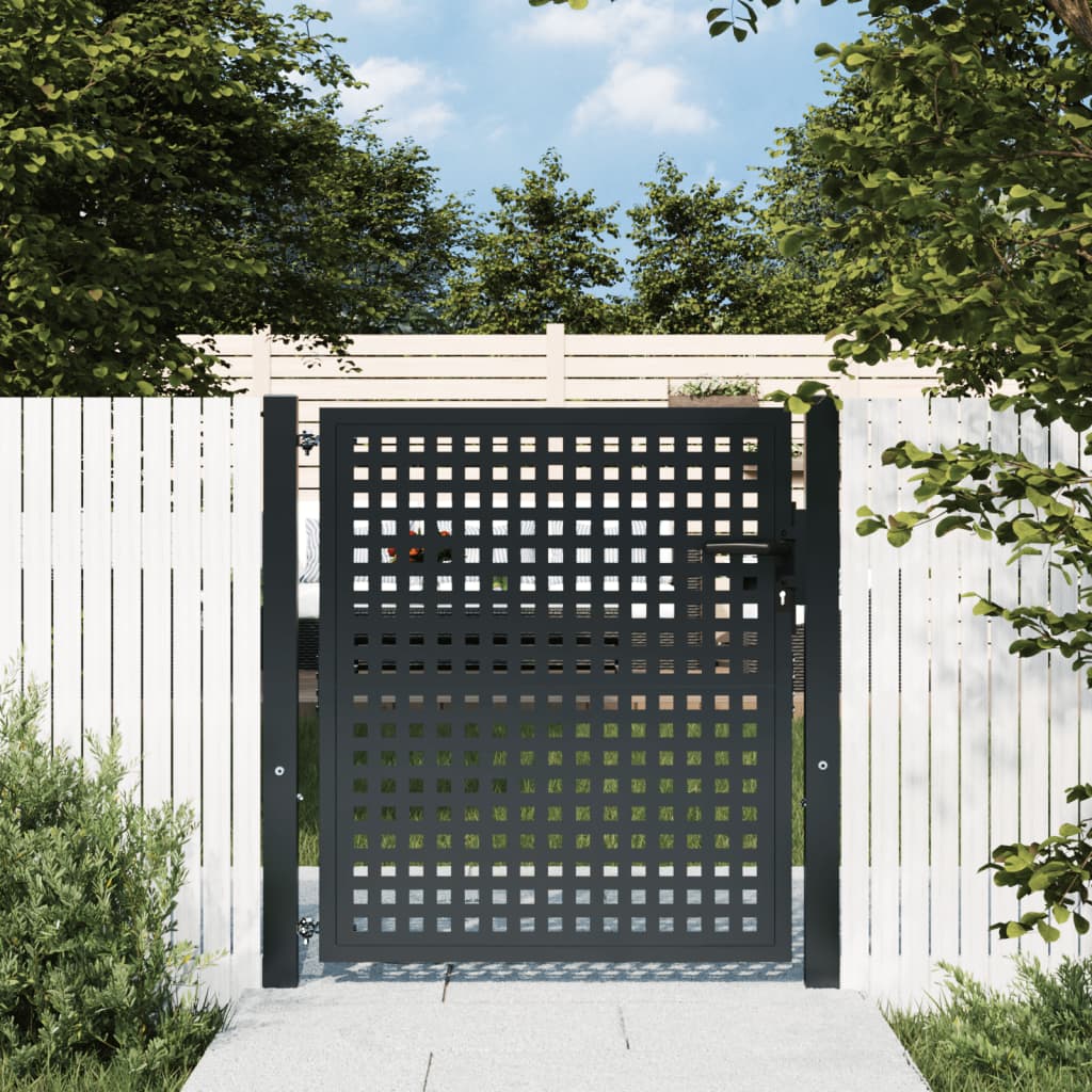 Garden Gate Driveway Fence Gate Fence Panel Patio Gate Anthracite Steel vidaXL