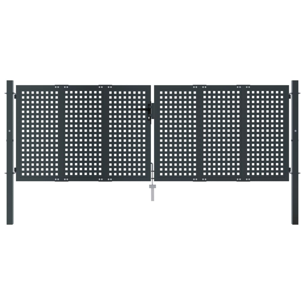 vidaXL antracitszürke acél kertkapu 300 x 150 cm