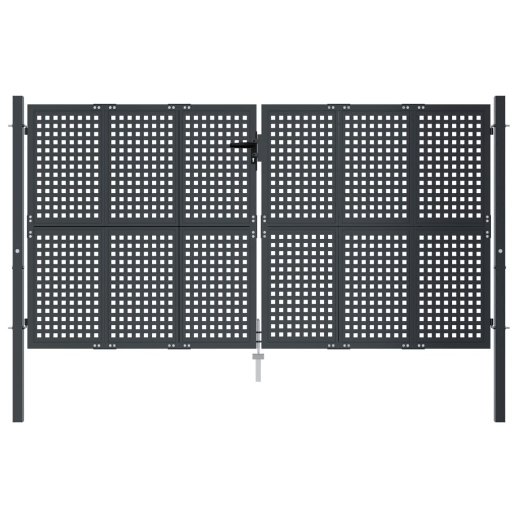 vidaXL antracitszürke acél kertkapu 300 x 125 cm