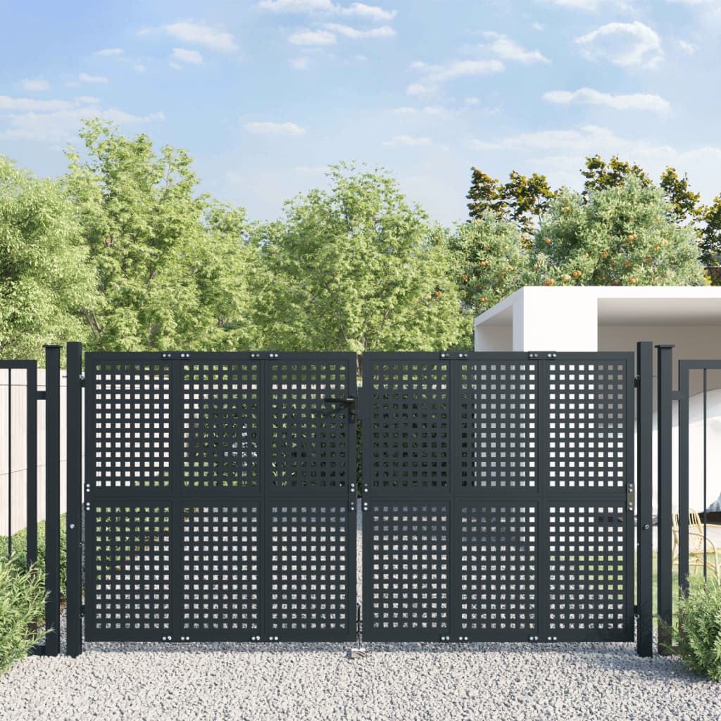 vidaXL Poartă pentru grădină, antracit, 300x125 cm, oțel