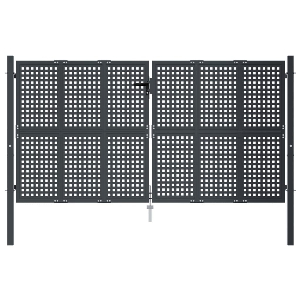 vidaXL antracitszürke acél kertkapu 300 x 150 cm