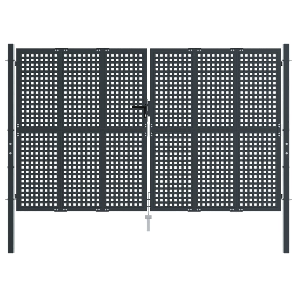 vidaXL antracitszürke acél kertkapu 300 x 175 cm