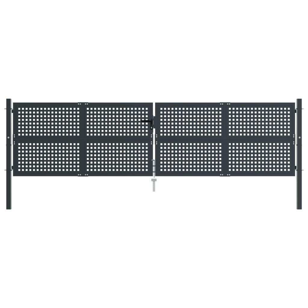 vidaXL antracitszürke acél kertkapu 400 x 125 cm
