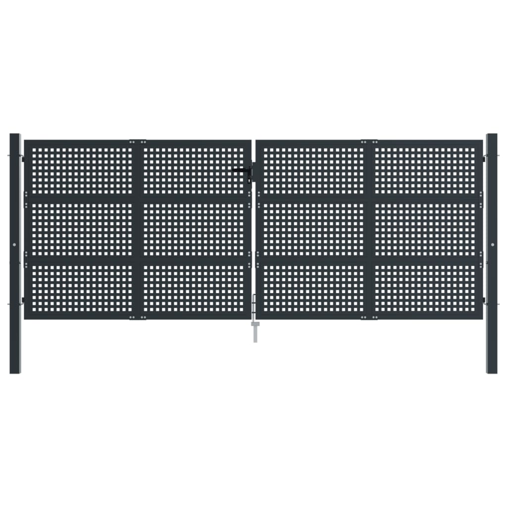 vidaXL antracitszürke acél kertkapu 400 x 150 cm