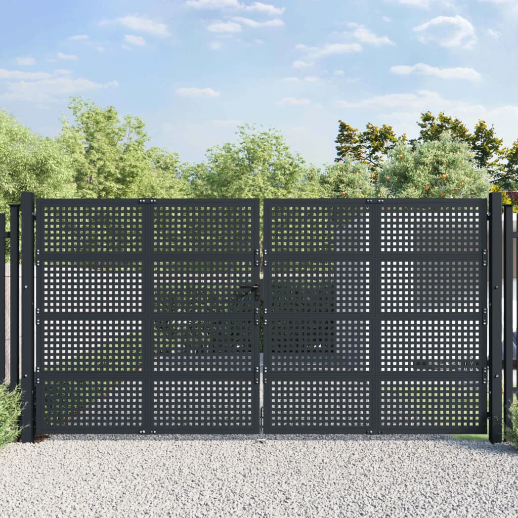Portail de jardin anthracite 400x225 cm acier