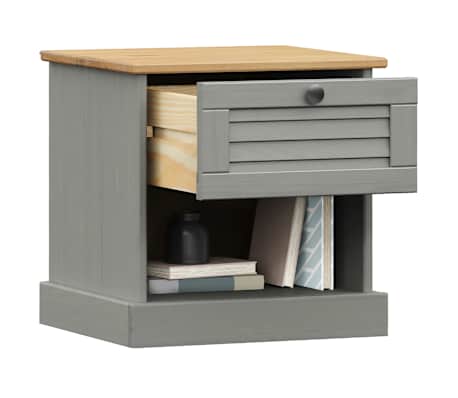 vidaXL Bedside Cabinet VIGO Grey 42x35x42 cm Solid Wood Pine