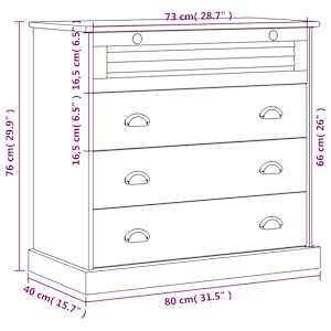 Komoda VIGO bílá 80 x 40 x 76 cm masivní borové dřevo - obrázek 9