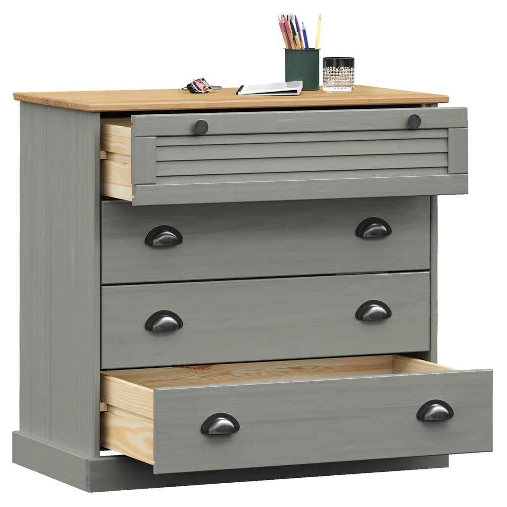 vidaXL Chest of Drawers VIGO Grey 80x40x76 cm Solid Wood Pine