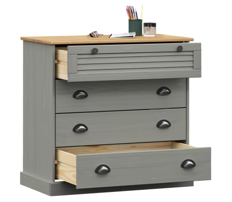 vidaXL Chest of Drawers VIGO Grey 80x40x76 cm Solid Wood Pine