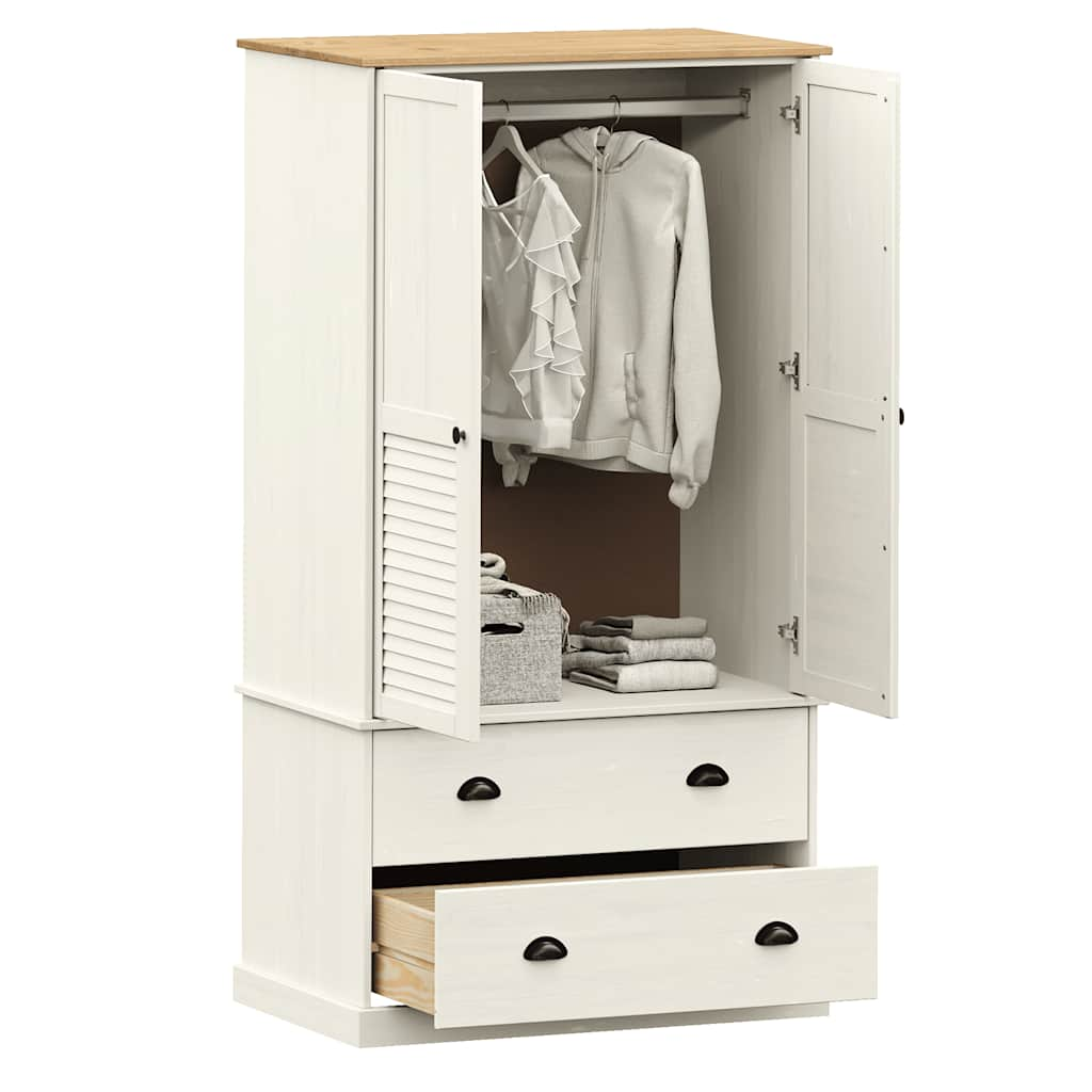 vidaXL Wardrobe VIGO White 90x55x170 cm Solid Wood Pine