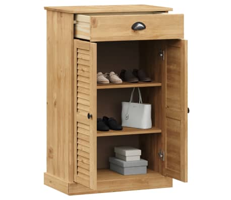 vidaXL Sapateira VIGO 60x35x96 cm madeira de pinho maciça