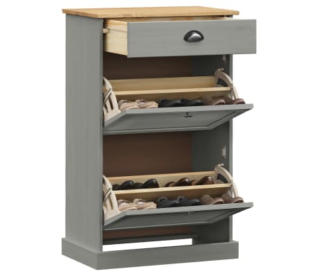 vidaXL Dulap de pantofi VIGO, 60x35x96 cm, gri, lemn masiv de pin
