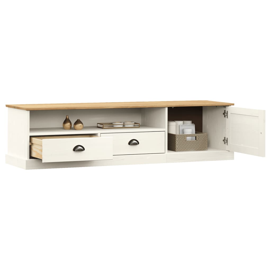 vidaXL Comodă TV VIGO, alb, 156x40x40 cm, lemn masiv de pin