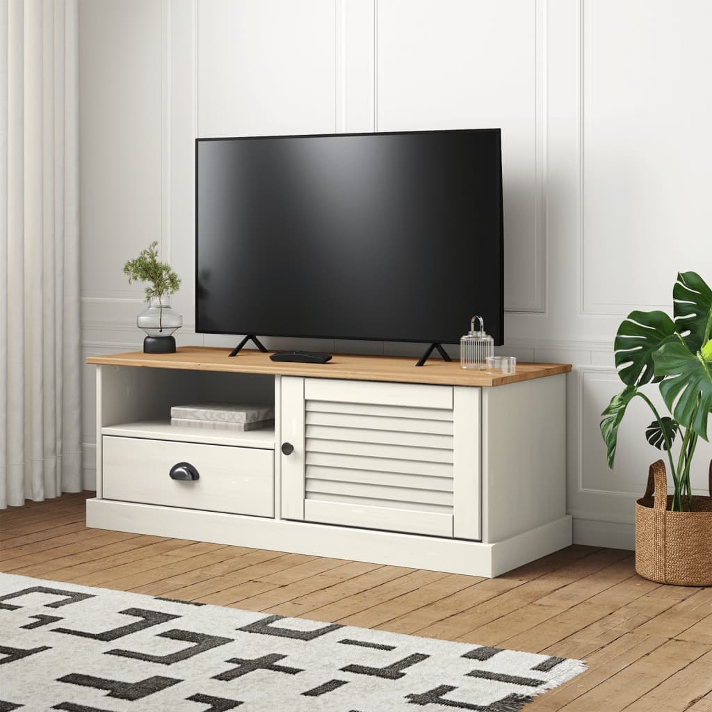 vidaXL tv-bord VIGO 106x40x40 cm massivt fyrretræ hvid