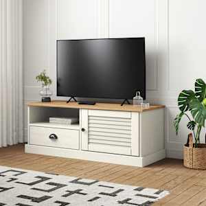 TV stolek VIGO bílý 106 x 40 x 40 cm masivní borové dřevo - obrázek 1