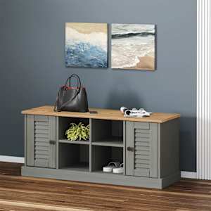 Lavice s botníkem VIGO šedá 106x35x45 cm masivní borové dřevo - obrázek 1