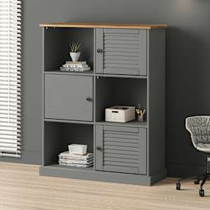 Knjižna omara VIGO siva 90x35x114,5 cm trdna borovina