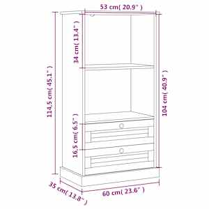 Knihovna VIGO bílá 60 x 35 x 114,5 cm masivní borové dřevo - obrázek 9