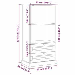 Knihovna VIGO šedá 60 x 35 x 114,5 cm masivní borové dřevo - obrázek 9