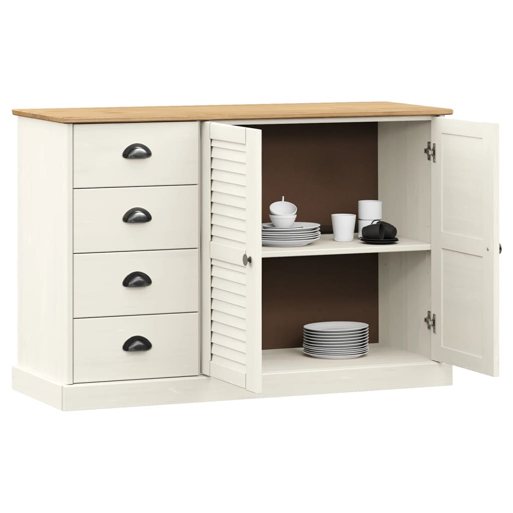 vidaXL Sideboard with Drawers VIGO 113x40x75 cm White Solid Wood Pine