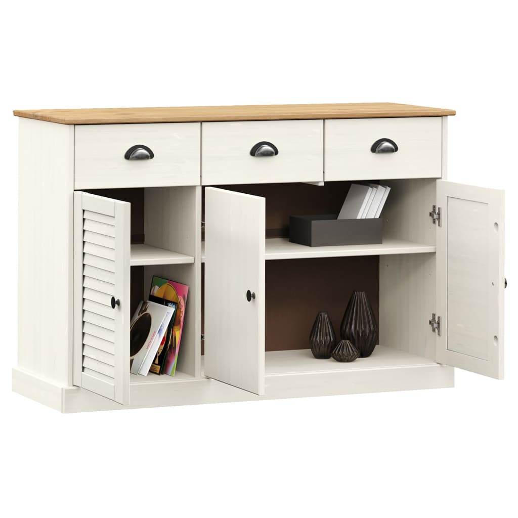 vidaXL Dressoir met lades VIGO 113x40x75 cm massief grenenhout wit afbeelding