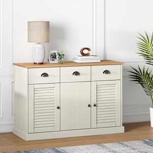 Komoda s predali VIGO 113x40x75 cm bela trdna borovina