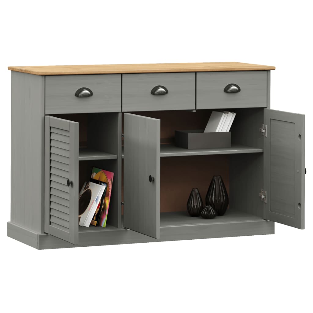 vidaXL Dressoir met lades VIGO 113x40x75 cm massief grenenhout grijs afbeelding