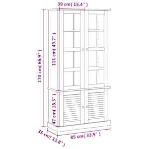 Prosklená vitrína VIGO bílá 85x35x170 cm masivní borové dřevo - obrázek 9