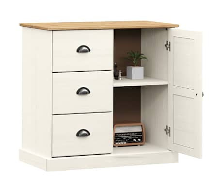 vidaXL Szafka z szufladami VIGO, 78x40x75 cm, biała, lita sosna