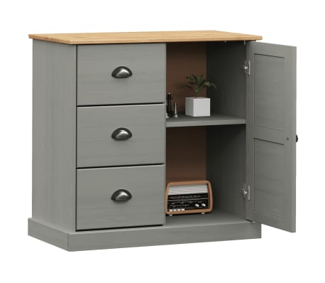 vidaXL Buffet avec tiroirs VIGO 78x40x75 cm gris bois massif de pin