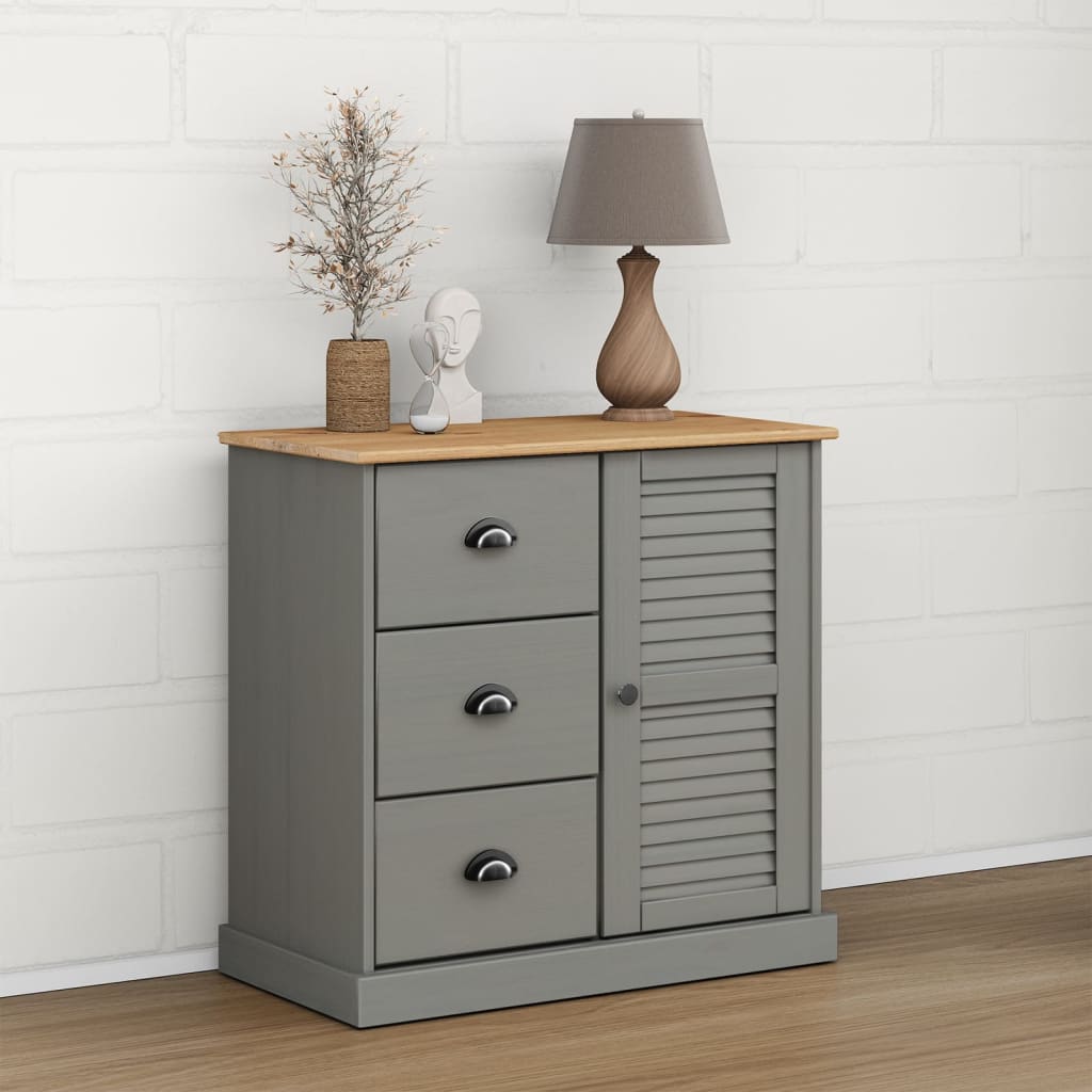 vidaXL Buffet avec tiroirs VIGO 78x40x75 cm gris bois massif de pin