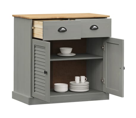 vidaXL Servantă cu sertare „VIGO”, gri, 78x40x75 cm, lemn masiv de pin