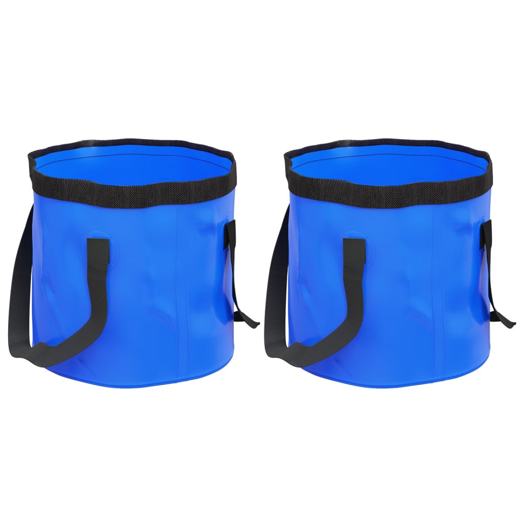 Seaux pliables 2 pcs bleu 20 L PVC