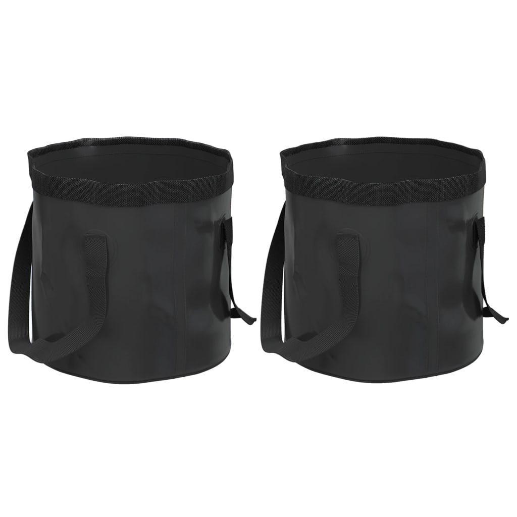 Seaux pliables 2 pcs noir 20 L PVC