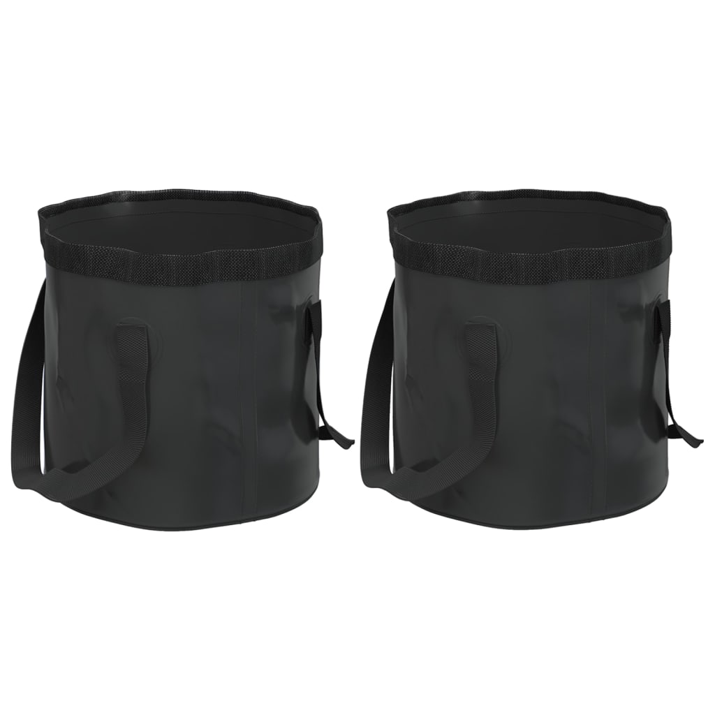Seaux pliables 2 pcs noir 30 L PVC