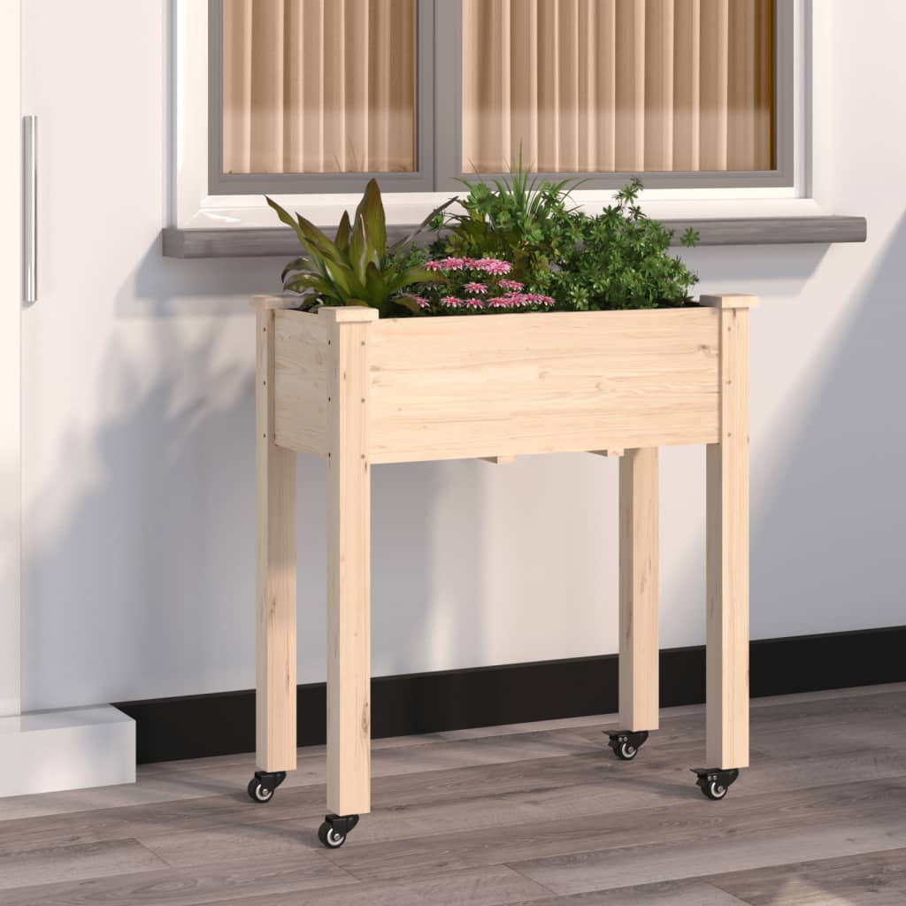 vidaXL plantekasse med foring 71x37x80 cm massivt fyrretræ