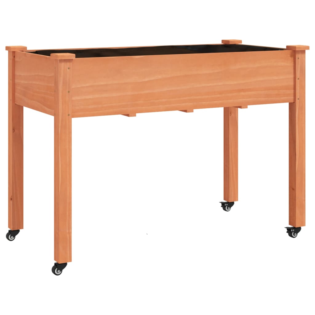 vidaXL Truhlík na kolečkách s vložkou hnědý 118x59x80 cm masivní jedle