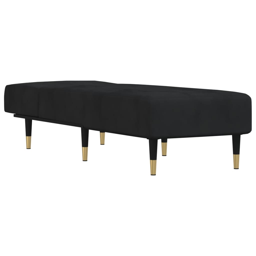 vidaXL Chaise longue fluweel zwart afbeelding